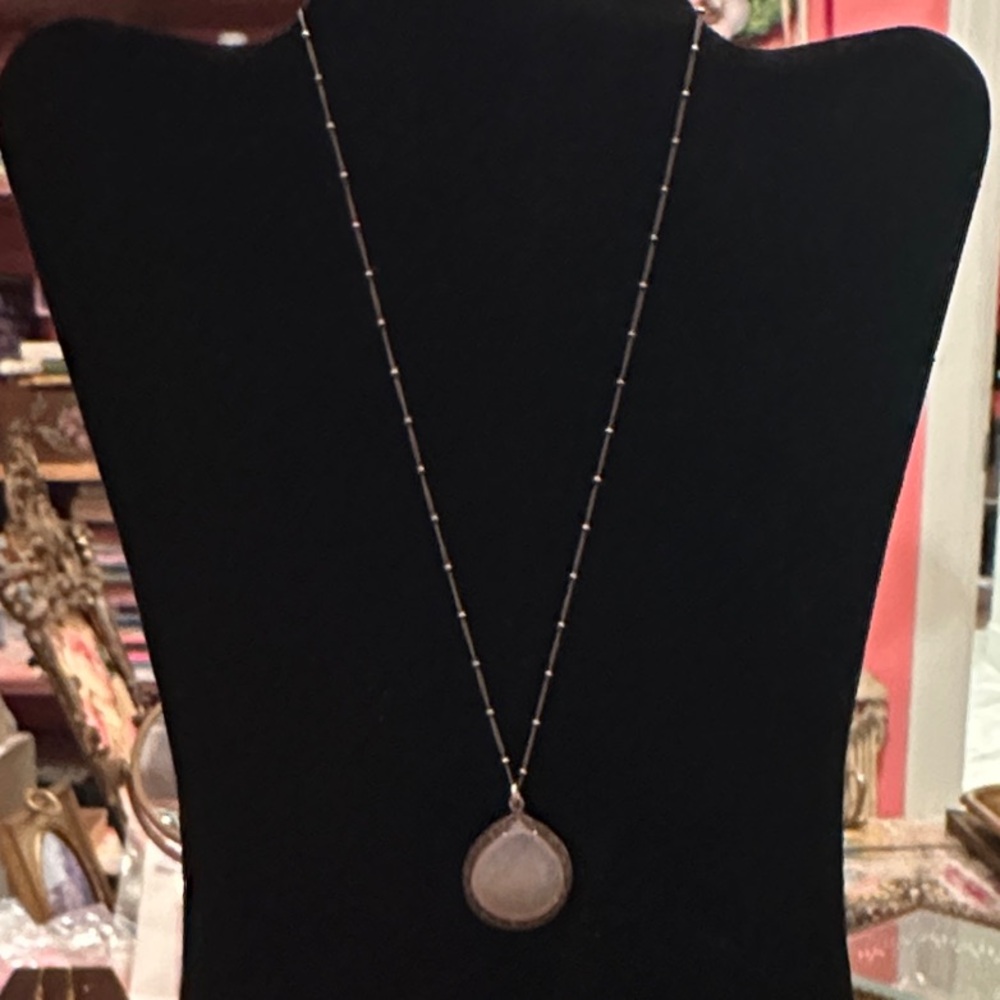 Chan Luu 18” Silver w/ Moonstone & Diamond Pendant